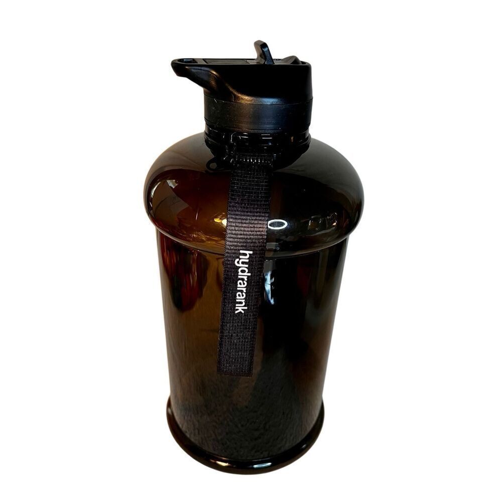 HydraRank Half Gallon Water Bottle Gray/Black With Wrist Attachment NWOT